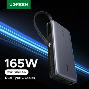 UGREEN Nexode PD 165W 25000mAh Power Bank 140W PD3.1 Caricatore rapido portatile per laptop con cavi doppi di tipo C Batteria esterna
