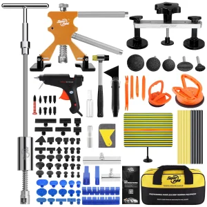 Kit di riparazione ammaccature per auto 101 pezzi strumenti di rimozione ammaccature senza vernice con nuove linguette metalliche di tipo lungo Pull e rimozione della colla ad aria calda per la