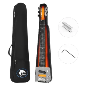 Chitarra Lap Steel, chitarre a scorrimento elettrico, Guiter in acciaio con archetto scanalato con Gigbag e barra scorrevole