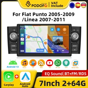 CarPlay Radio Android per Fiat Punto 2005-2009 Linea 2007-2011 sistema intelligente per auto 2DIN GPG Stereo autoradio unità principale