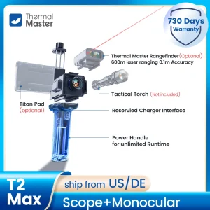 T2 Max Cannocchiale per visione notturna Monoculare Obiettivo da 15 mm Telecamera per immagini termiche da 1600 metri Imager Telefono Android