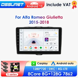 Android 13 Autoradio Per Alfa Romeo Giulietta 2015-2018 Auto Multimediale Lettore GPS Carplay 4G-LET WIFI 2din Autoradio 360Camera
