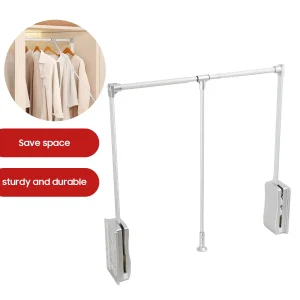 Sollevamento/Pull Imbottiture Larghezza regolabile Armadio Appendiabiti Binario Ritorno morbido Guardaroba Guardaroba Telescopico LiftClothes Rail