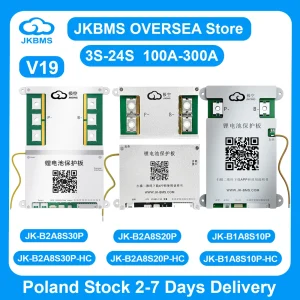 JKBMS V19 Smart BMS 4S-24S BT RS485 Heat CAN parallelo 2A 12V-36V 100A 200A 300A Bilanciatore attivo per batteria Li-ion Lifepo4 Lto
