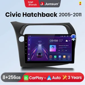 Junsun Wireless CarPlay Android Auto Car Radio per Honda Civic Hatchback 2005-2011 GPS Multimedia 2 din