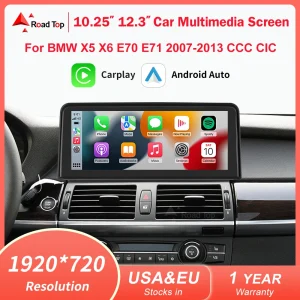RoadTop 1920*720 Wireless CarPlay Android Auto Display multimediale per BMW X5 X6 E70 E71 2007-2013 CCC CIC Linux Touch Screen