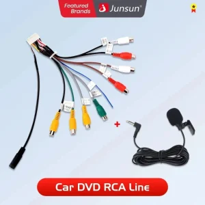 Junsun Car Stereo Radio cavo di uscita RCA cavo adattatore Aux-in con accessori per auto MIC