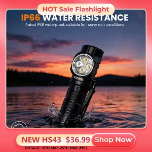 Lampada Frontale SOFIRN HS43 3200 Lumen Luce Rossa/Bianca Spot/Flood Ricaricabile USB-C con Attacco a Sgancio Rapido