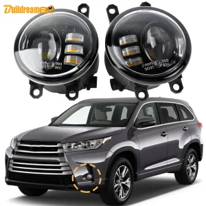 2 X LED lente in vetro gruppo fendinebbia 30W H11 fendinebbia per auto DRL per Toyota Highlander 2014 2015 2016 2017 2018 2019