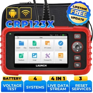 Scanner LAUNCH X431 CRP123X OBDII, Strumento Diagnostico Automobilistico per Quattro Sistemi, Scanner OBD2 Professionale per Appassionati del Fai-da-Te