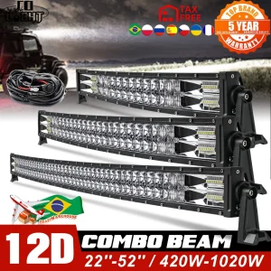 CO LIGHT 52″ 12V 24V fuoristrada ha condotto il fascio combinato dell’inondazione del punto della barra luminosa 110000 Barra luminosa da lavoro a LED LM a 2 file per SUV per camion 4WD per auto
