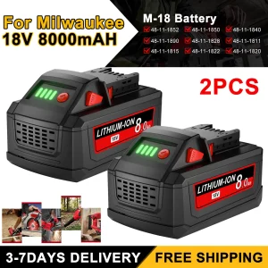 Per Milwaukee M18 18V Batteria 8000mAH Li-Ion Batteria 48-11-1815 48-11-1850 Batteria ricaricabile per utensili elettrici con caricatore 6A