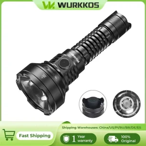 Torcia Tattica Wurkkos TD01C LED 21700 Ricaricabile USB-C 1800 Lm Distanza del Fascio 1000M Grado di Protezione IPX8 Interruttore Posteriore