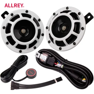 ALLREY 2Pcs clacson per auto Multi-colore 12V Disc Electric Air Horn Kit Dual Tone Super Loud Alarm Singal moto Truck Warning Tool