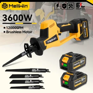 MELLWIN 3600W Sega alternativa elettrica senza spazzole Sega da taglio per tubi metallici in legno portatile per Makita 18V Batteria Pin