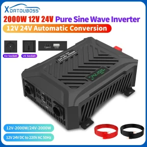 Inverter per Auto Datouboss 12V/24V a Commutazione Automatica, Onda Sinusoidale Pura, 2000W, 50Hz – Convertitore di Potenza ad Alta Efficienza