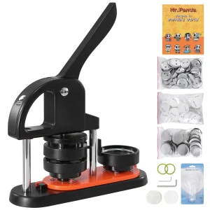 SucceBuy Button Maker 25/32/58 Pin Maker con parti di pulsanti Maniglia ad arco ergonomica Punzonatrice Kit Button Maker Machine