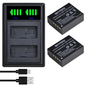 Batteria Batmax NP-W126 W126s e caricabatterie doppio LED per Fujifilm X-T20, XPro1, HS30EXR, X-H1, X-A1, X-A2, X-A5, X-A20, X-E3, X-T3