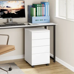 Armadio a 4 cassetti Armadio da ufficio Sotto la scrivania Casa e ufficio Bianco 33×3