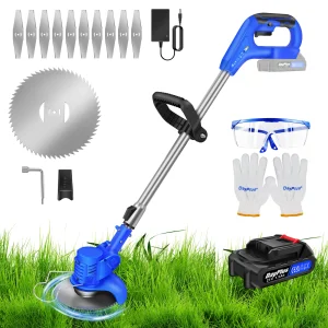 Kit Strimmer Cordless decespugliatore elettrico da giardino per prati con lame tagliaerba staccabile con batterie e caricabatterie agli ioni di litio da 21V