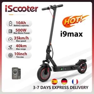 IScooter i9max Scooter elettrico 36V 10Ah 500W 30-40km gamma doppia sospensione 15-35 km/h velocità 10 pollici pneumatico Kick e Scooter con App