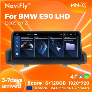 NaviFly Wireless CarPlay Wireless Android 14 Auto Autoradio Per BMW E90 E91 E92 E93 2005-2012 Lettore multimediale di navigazione GPS