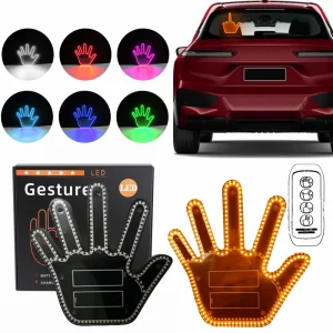 Gesto LED adesivo Wireless LED Light Car Inside Window Sign Road Rage Middle Finger Up Funny Palm LED Hand Light