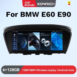 XONRICH Android 14 Wireless CarPlay autoradio per BMW serie 5 E60 E61 E63 E64 E90 E91 E92 E93 CCC CIC Multimedia navigazione GPS