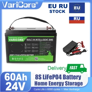 VariCore 24v 60ah LiFePO4 Batteria 8s 29.2v Litio Ferro Fosfato per barca Carrello da golf Accendino per auto Touring Batterie duty-free