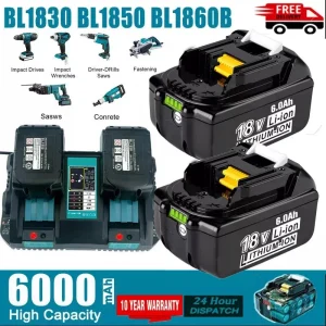 Per Makita BL1830 18V 6.0Ah Batteria Con Caricatore Ricaricabile agli Ioni di Litio per BL1850 BL1880 BL1860B LXT400 Batteria per Utensili Elettrici