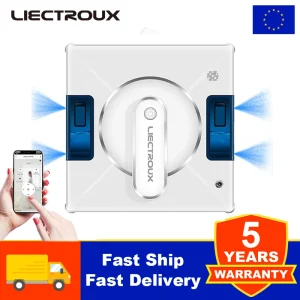 Robot Lavavetri Liectroux YW509, Spruzzo d’Acqua a 4Vie, Robot Pulisci Finestre per Pavimenti in Vetro, Pareti in Vetro, Robot Aspirapolvere per Finestre, Navigazione Intelligente,Lavorazione senza