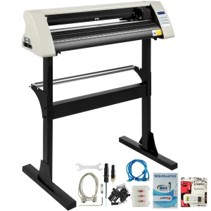 SucceBuy 28 pollici Vinile Cutter/Plotter Segno Macchina da taglio Software 3 Lame Retroilluminazione Display LCD Bianco SIGNMASTER Software