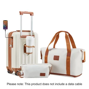 Set valigia da trasporto espandibile imiomo con borsa da viaggio, portabicchieri, lucchetto TSA, ruote girevoli, leggera e durevole