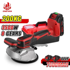 ONEVAN 200KG Piastrelle Piastrelle Macchina Piastrelle Vibratore Ventosa 8 Gear Pavimento Vibratore Livellamento Strumento di Potere Per 21V 18V Batteria