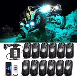 Underglow Rock Lights 8 /12 Pods RGB Led Multi Color App Controllo remoto Modalità musicale Bene per Pickup ATV RZR UTV Luce del telaio