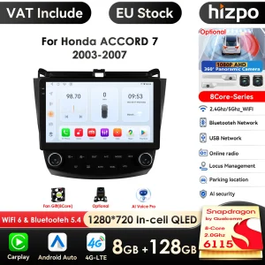 Android Multimedia Stereo Navigazione GPS Autoradio Schermo per Honda Accord 7 2003 – 2007 Lettore Diesel Radio Carplay 4G WIFI