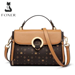 Borsa a Spalla da Donna FOXER, Borsa Tote Vintage Signature 2026, Borsa a Mano Femminile di Lusso alla Moda, Borsa a Tracolla