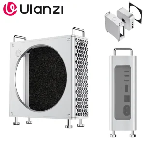 Ulanzi QT01 Custodia in lega di alluminio per Mac Mini M4/M4 Pro Supporto verticale per computer portatile con protezione antipolvere Raffreddamento rapido