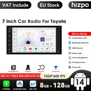 Android Autoradio Autoradio navigazione Gps universale 7 pollici Stereo Wifi 2Din per Crown Allion Auris Hiace Celica Highlander Yaris