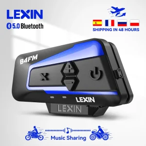 Lexin b4fm-x citofono per moto e auricolare per casco 10 Rider 2000m Bluetooth condivisione di musica citofono per moto a ricarica rapida