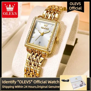 OLEVS 9995 Orologio da donna Orologio elegante di lusso con diamanti Orologio classico al quarzo da donna impermeabile in acciaio inossidabile dorato di marca originale