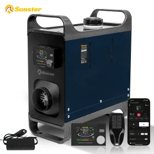Riscaldatore d’aria diesel 12V 24V 220V 8KW con telecomando APP e monitor LCD Riscaldatore notturno per parcheggio per auto RV Camper Tenda Garage Casa