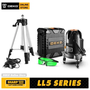 DEKO LL57/LL58 Verde Nuova Auto-livellamento 5 Linea di 6 Punti Orizzontale e Verticale Verde Cross Line 360 gradi di Regolazione di Livello Laser