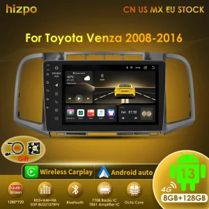Hizpo Head Unit Audio per Toyota Venza 2008 – 2016 autoradio Carplay lettore Video multimediale navigazione Stereo GPS Android 12 BT