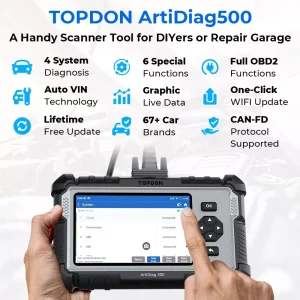 Scanner OBD2 TOPDON ArtiDiag500 Strumento diagnostico per auto 4 sistemi Scanner diagnostico OBD2 Motore ABS SRS Airbag Codice strumento di scansione automatica