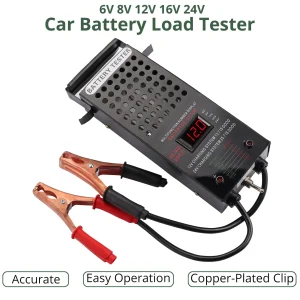 Tester di Carico Batteria Auto 6/8/12/24V, Voltmetro con Display LCD per Auto, Camper, Moto, ATV, Barche, Veicoli