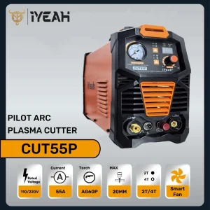Plasma Cutter CUT55P HF Pilot Arc iYeah Macchina di plastica del saldatore di taglio dell’aria di 110V/220V 55A con la torcia di AG60P MAX che taglia 20mm