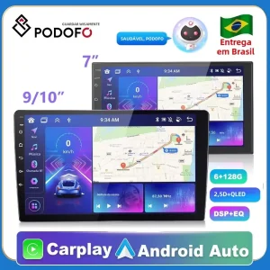 Podofo 2din Android GPS Car Stereo Carplay Radio Bluetooth FM Auto Lettore MP5 7 9 10 pollici Per Universale Nissan Toyota Kia Hyundai