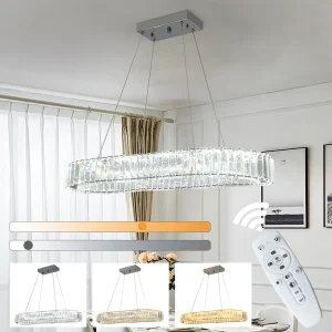 Lampadario a sospensione ovale a led Lampadario moderno per isola da cucina Lampada da soffitto a sospensione Tavolo da pranzo Soggiorno Decorazioni in cristallo Lutre Fixtur