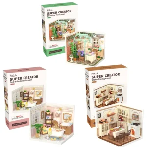 Kit Casa delle Bambole in Miniatura Fai-da-Te Rolife con Accessori, Set per Negozio di Modellismo con LED, Regalo di Compleanno Perfetto
